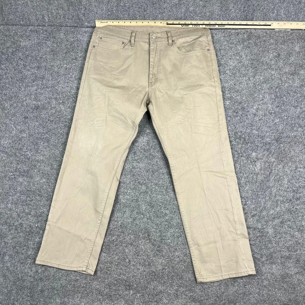 Levis 505 Jeans Mens Size 36x30 Beige Straight Fit Classic Casual Denim Pants